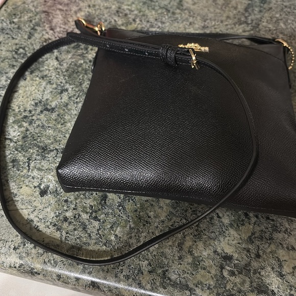 Coach purse with shoulder strap. Use as a cross bag. Dark brown. - Picture 3 of 5